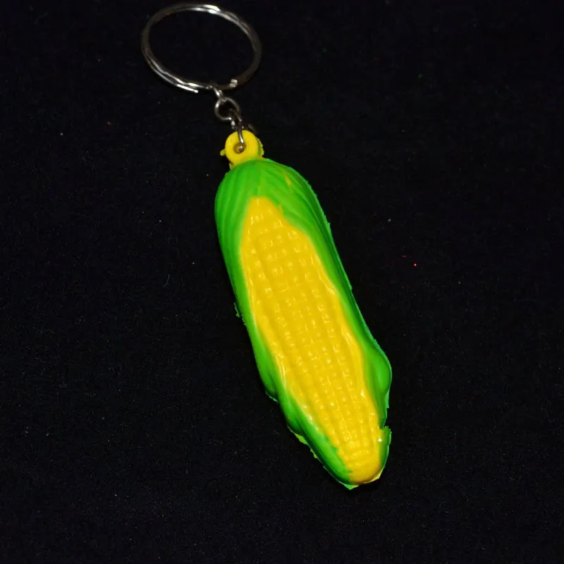 Corn 13 шт. милый мягкий PU фрукты еда пена брелок в форме шарика гамбургер/яблоко/груша/Персик/тыква/кукуруза/Арбуз брелок аксессуары - Цвет: Corn