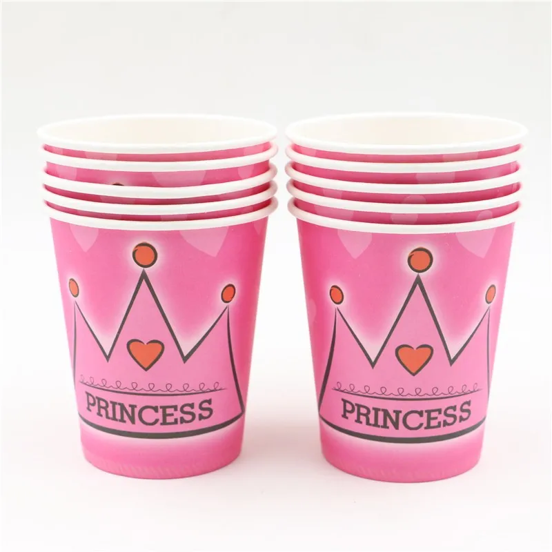 162pcs \ много Принцесса Тема чашки Дети сувениры Crown соломинки баннеры Baby Shower