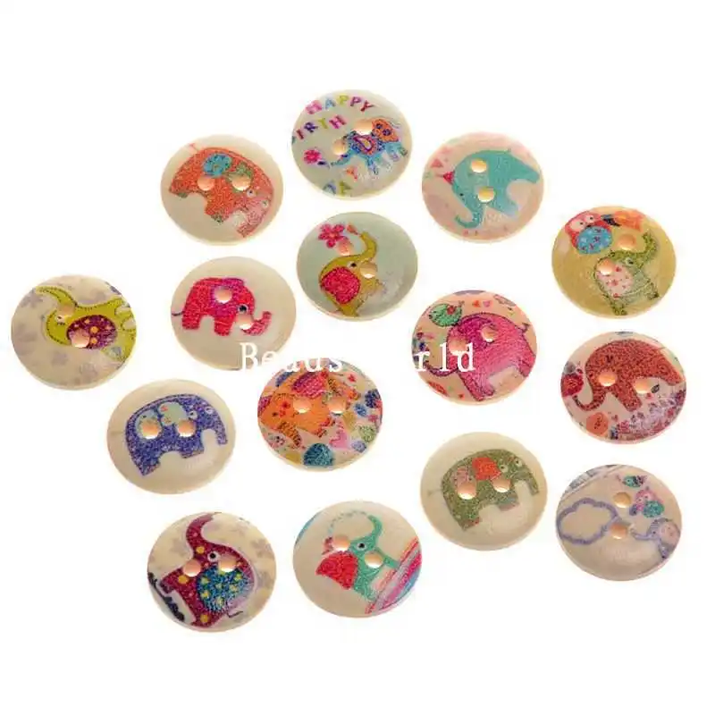 100 пуговицы из натурального дерева для скрапбукинга 2 отверстия смешанный