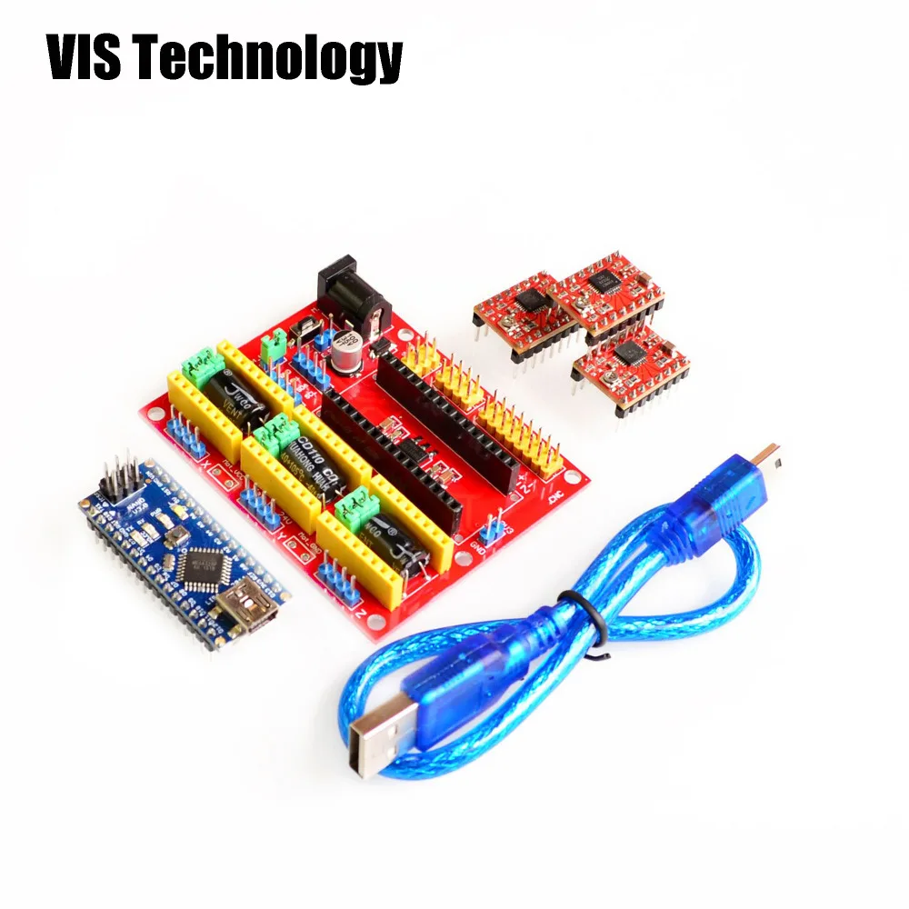 3D V4 CNC Щит V4 гравировальный станок+ Nano 3,0 CH430 с USB+ A4988 Reprap Шаговые драйверы для GRBL CNC arduino Diy комплект