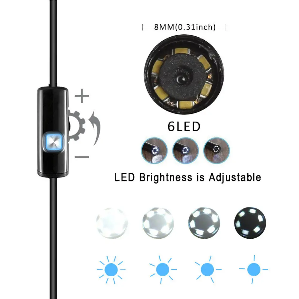 HD720P Mini 8mm Lens Wifi Endoscope Camera with 3.5/5m Cable Inspection Borescope For Android IOS iPhone 11Pro | Электроника
