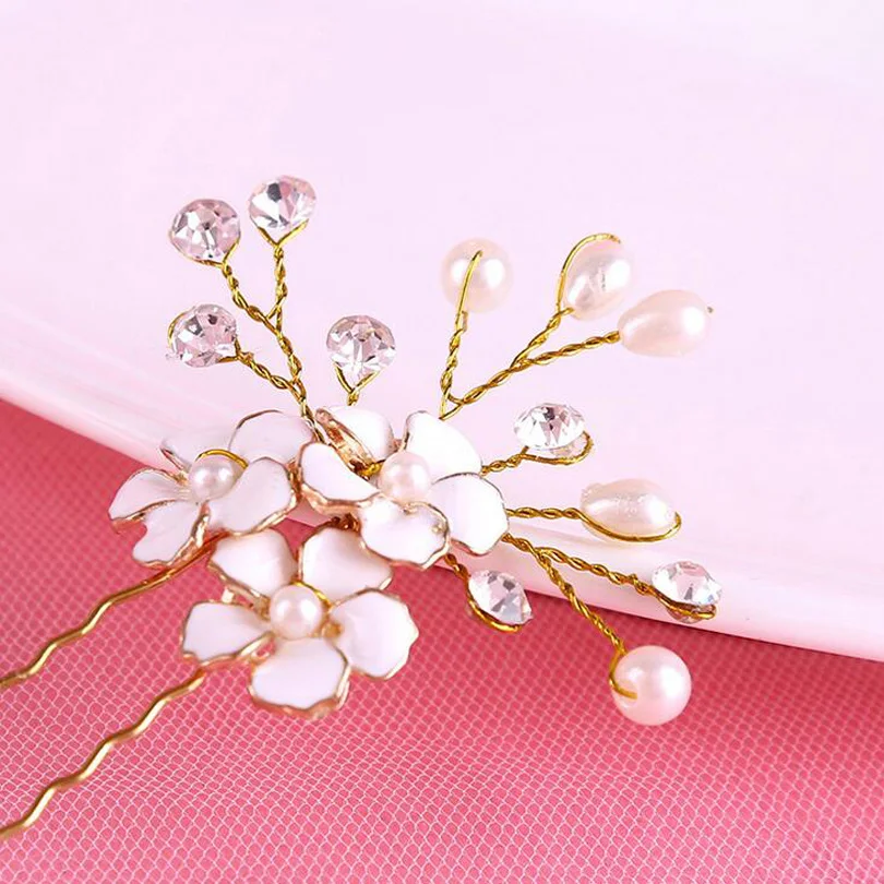 1 шт. золотые свадебные жемчужные заколки для волос с цветком подружки невесты