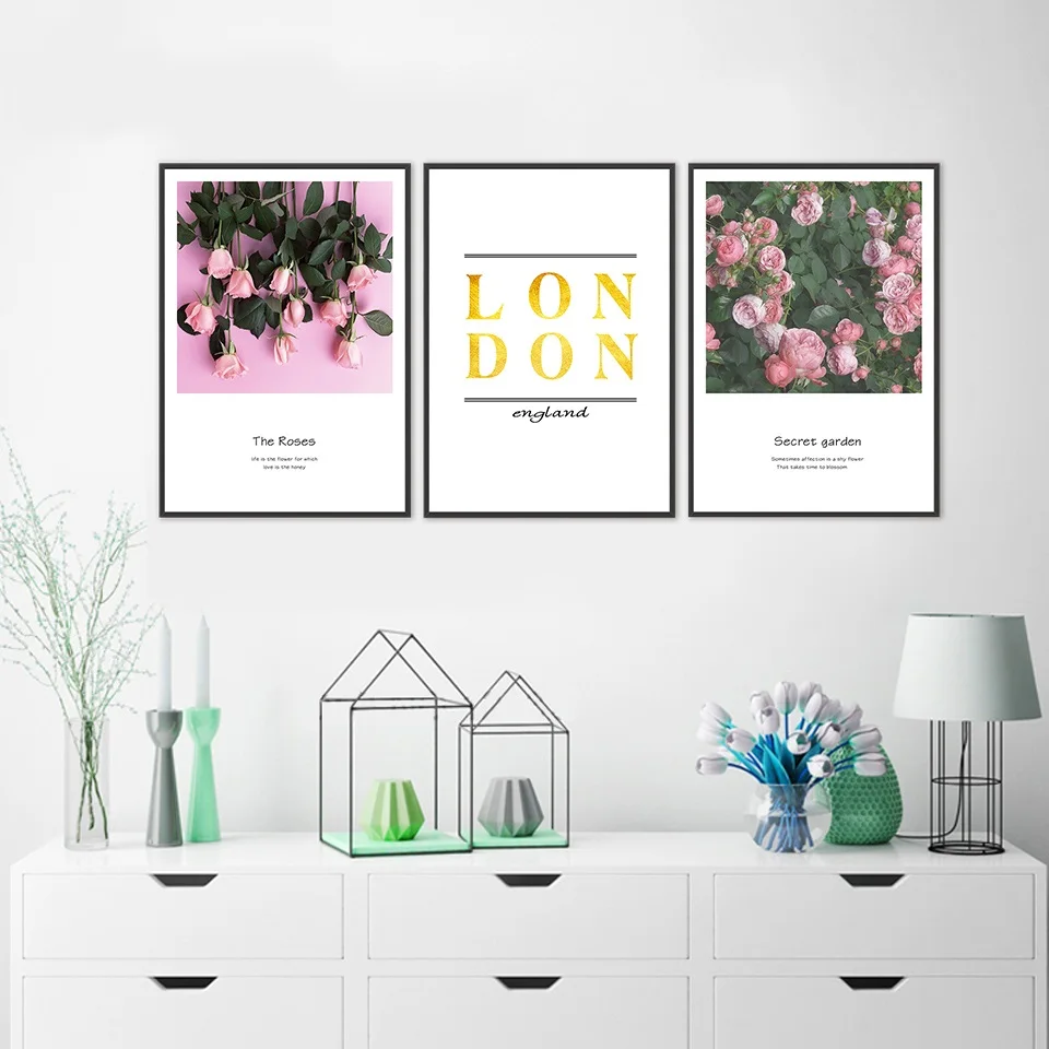 Скандинавский холст искусство абстрактные цветы розы постер картина Картина для