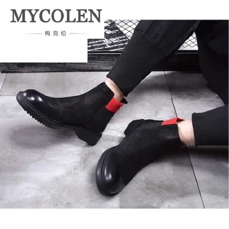 MYCOLEN/мужские ботинки из натуральной кожи итальянские черные роскошные модные
