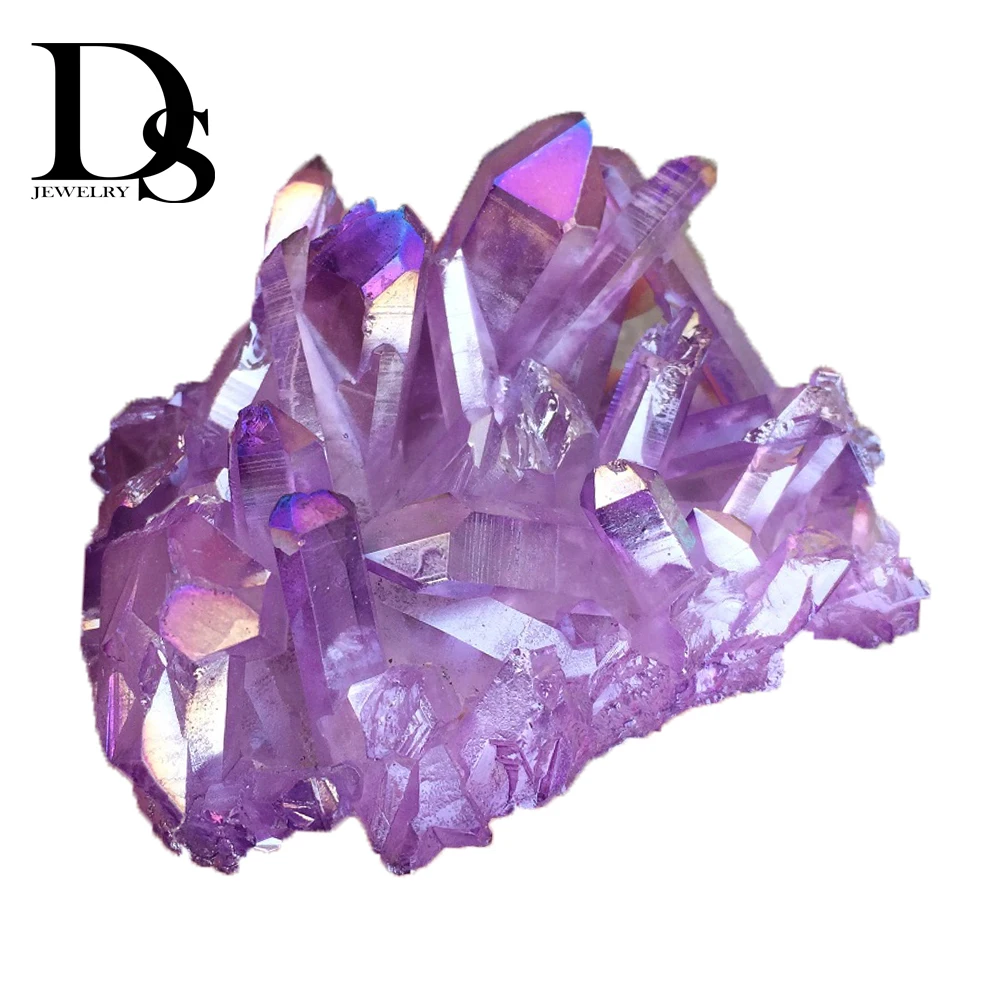 Натуральный Необработанный кластер кварца из титана фиолетового цвета 200 250