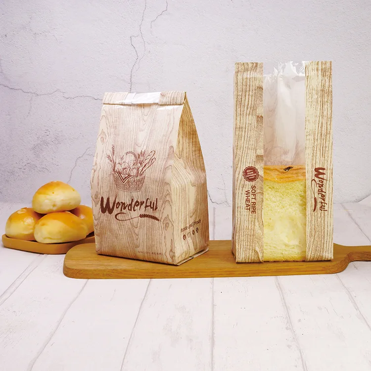 50Pcs Kraft Paper Bread Packing Bag Baking Toast Takeaway Food Package Cake Wedding Party Decor with Display Window | Дом и сад