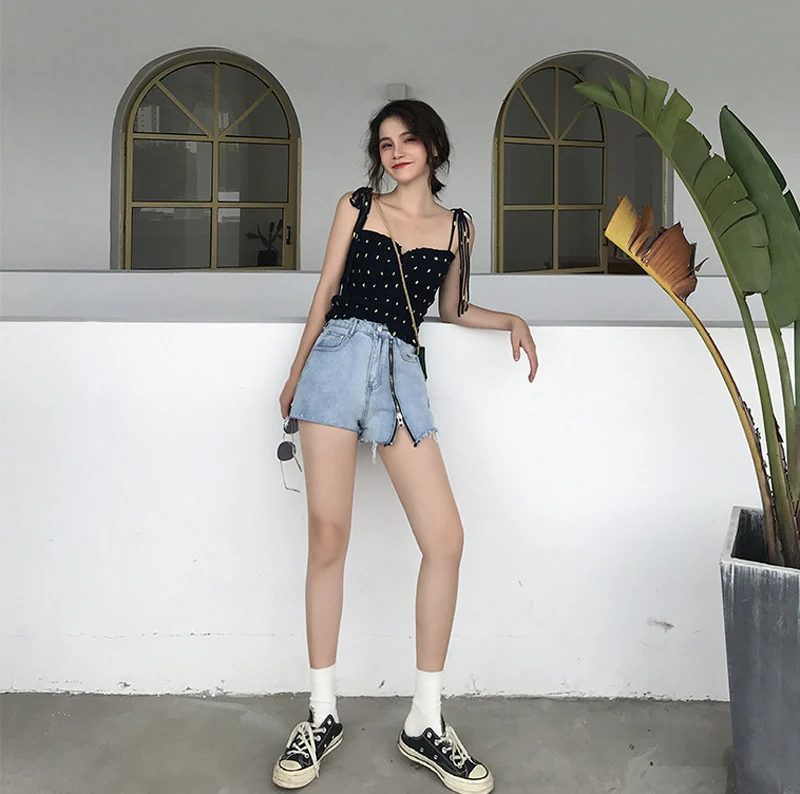 2019 новые женские джинсовые шорты с высокой талией на молнии Летние Стильные