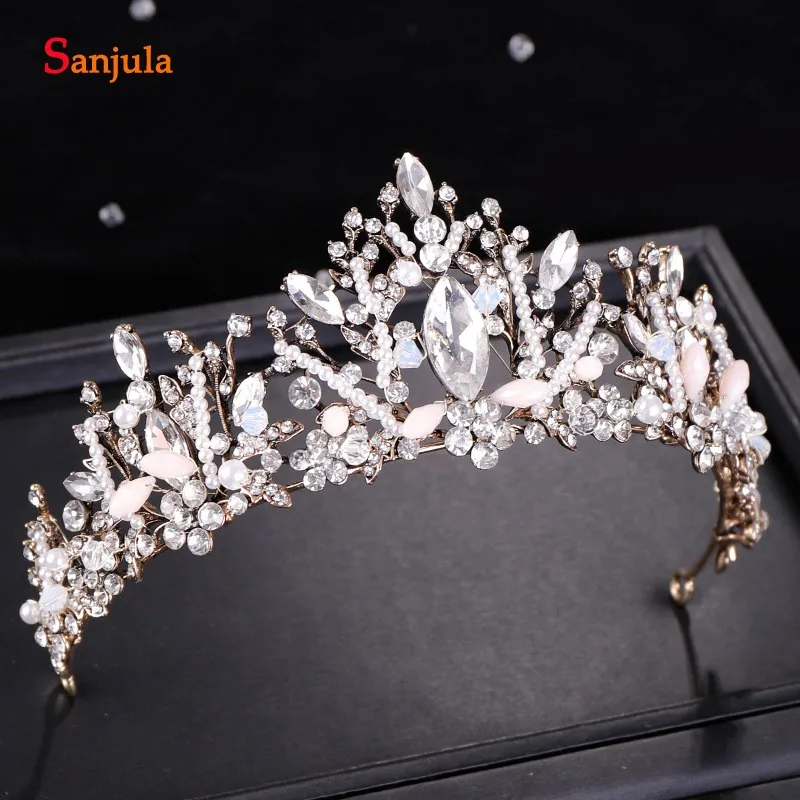 2019 Vintage Bridal Tiaras And Crowns Rhinestones Pearls Wedding Headband New Marriage Headwear T109 | Свадьбы и торжества