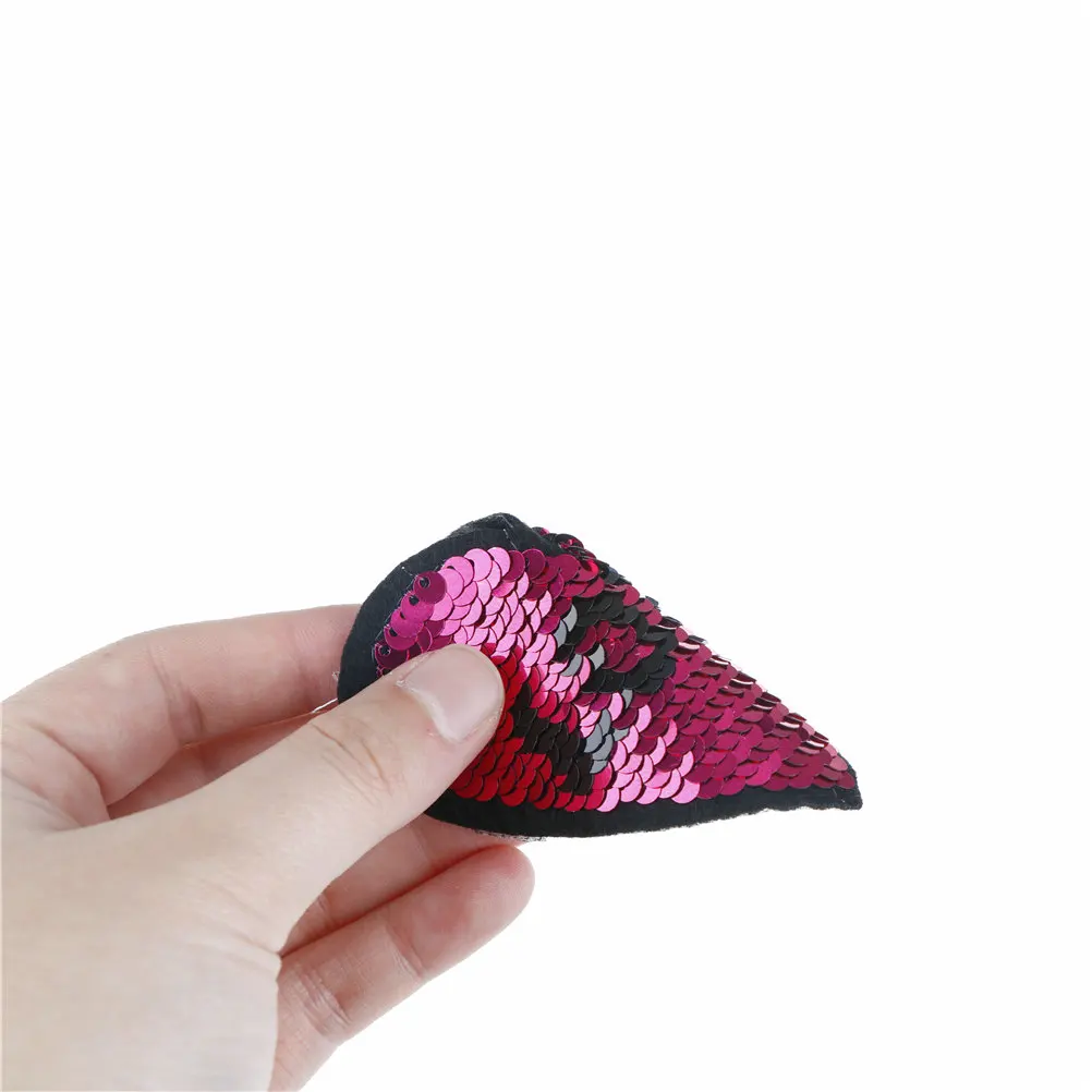 Новинка 1 шт. двусторонняя нашивка с сердечками меняющая цвет расшитая блестками