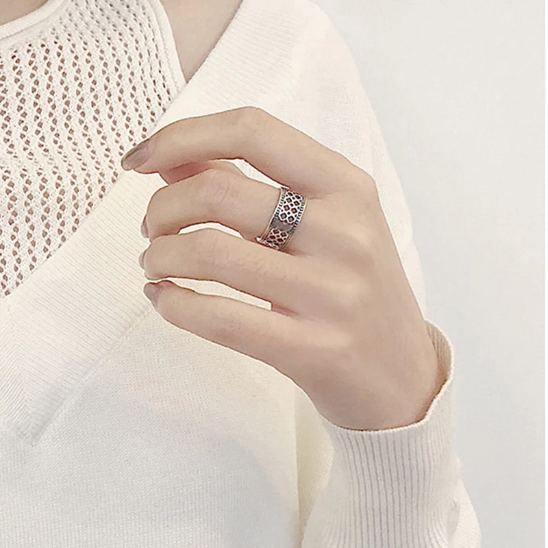 Geometric Personality Hollow Adjustable Thai Silver Ring For Women 925 Sterling Vintage Punk Jewelry | Украшения и аксессуары