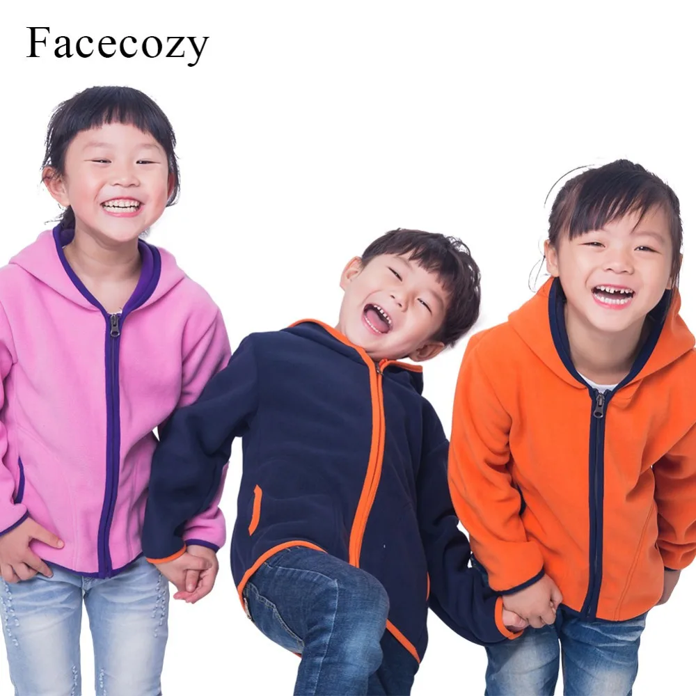Facecozy Детская осенняя флисовая куртка ярких цветов для мальчиков и девочек теплые