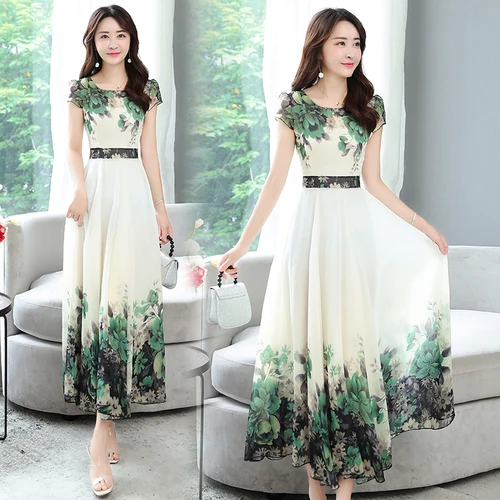 Женское шифоновое пляжное платье с коротким рукавом элегантное тонкое цветочным