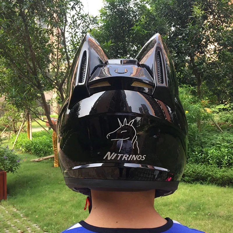 2020 милые кошачьи ушки мотоциклетный шлем черный гоночный противотуманный