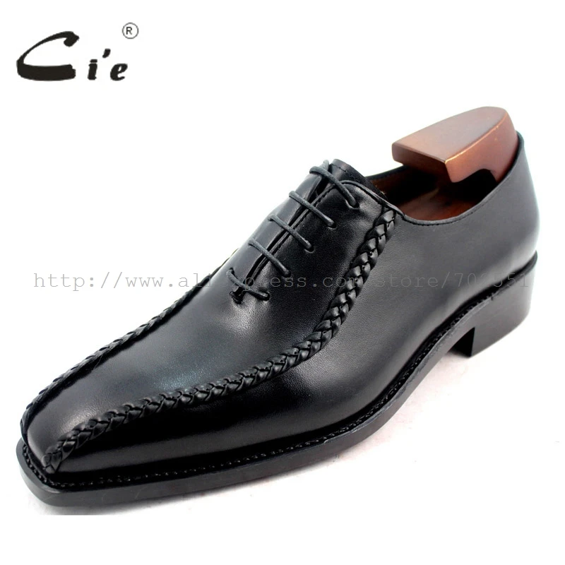 Мужские туфли оксфорды cie черные из натуральной кожи с квадратным носком на