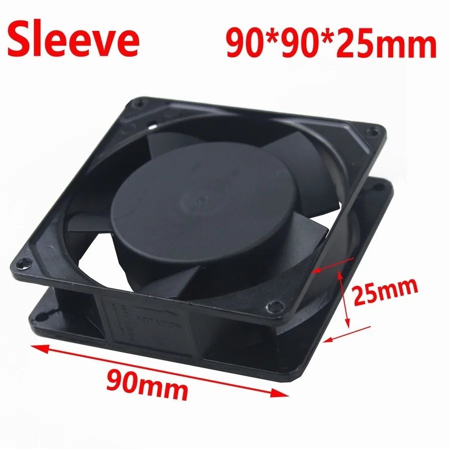 2 pcs Gdstime Metal Cooling AC Fan 220V 240V 92mm x 25mm 2 Wires Without Connector 9cm Computer PC Case Cooler 9225 90x90mm