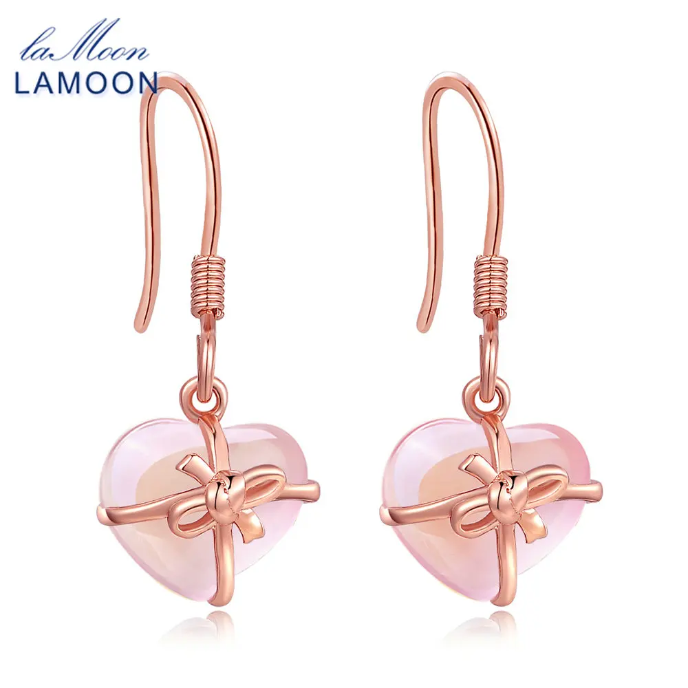Серьги подвески из серебра 100% пробы с розовым кварцем 7 х8 мм|drop earrings|earrings dropsearrings