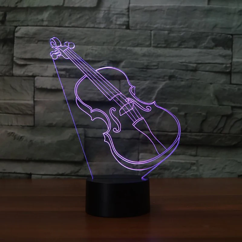 Ночник для скрипки 3D Luminaria 7 цветов светодиодный светильник гитары ночник детей