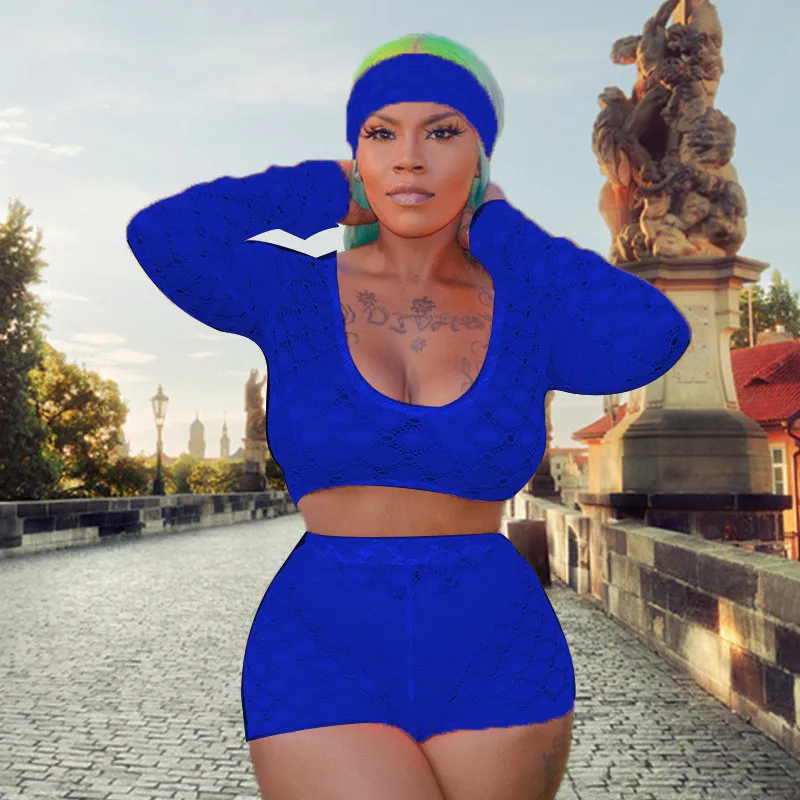 Женский клетчатый кружевной комплект из двух предметов прозрачный укороченный