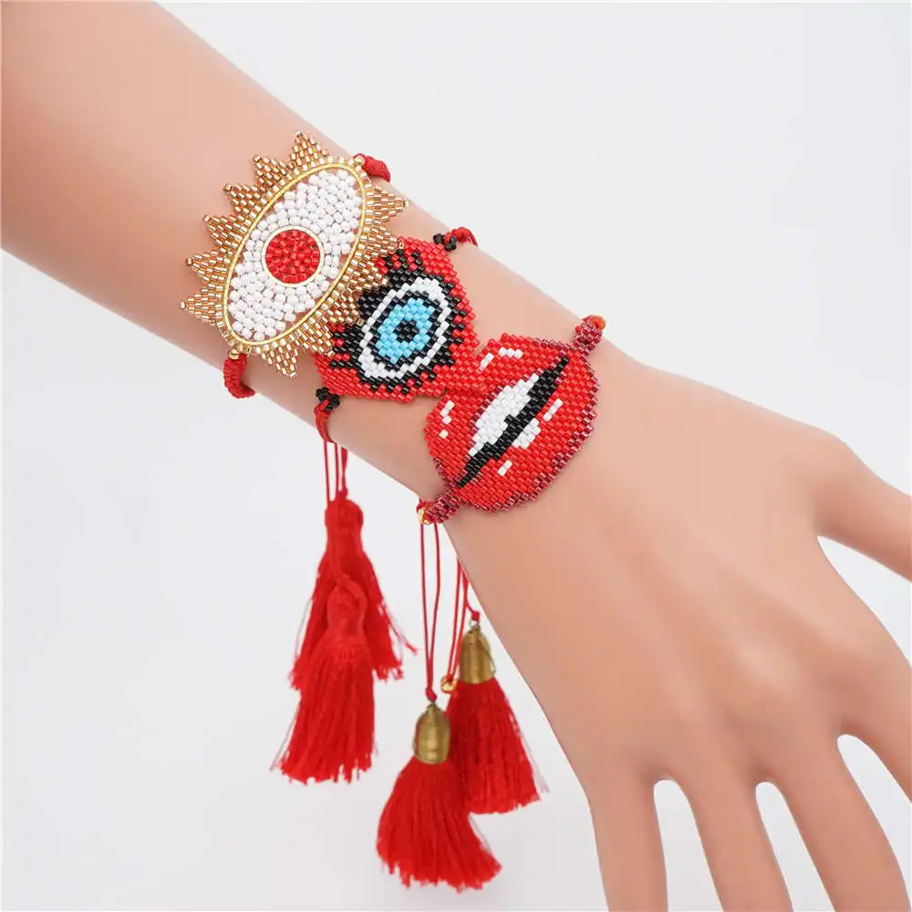 Shinus сглаза браслет для женщин Perles MIYUKI браслет ювелирные изделия Lucky Eye Pulseras Mujer Лето ручной работы свадебный подарок - Окраска металла: MIS190081 MIYUKI