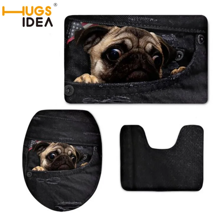 HUGSIDEA джинсовые мопса собака кошка печать Чехлы для унитаза аксессуары ванной
