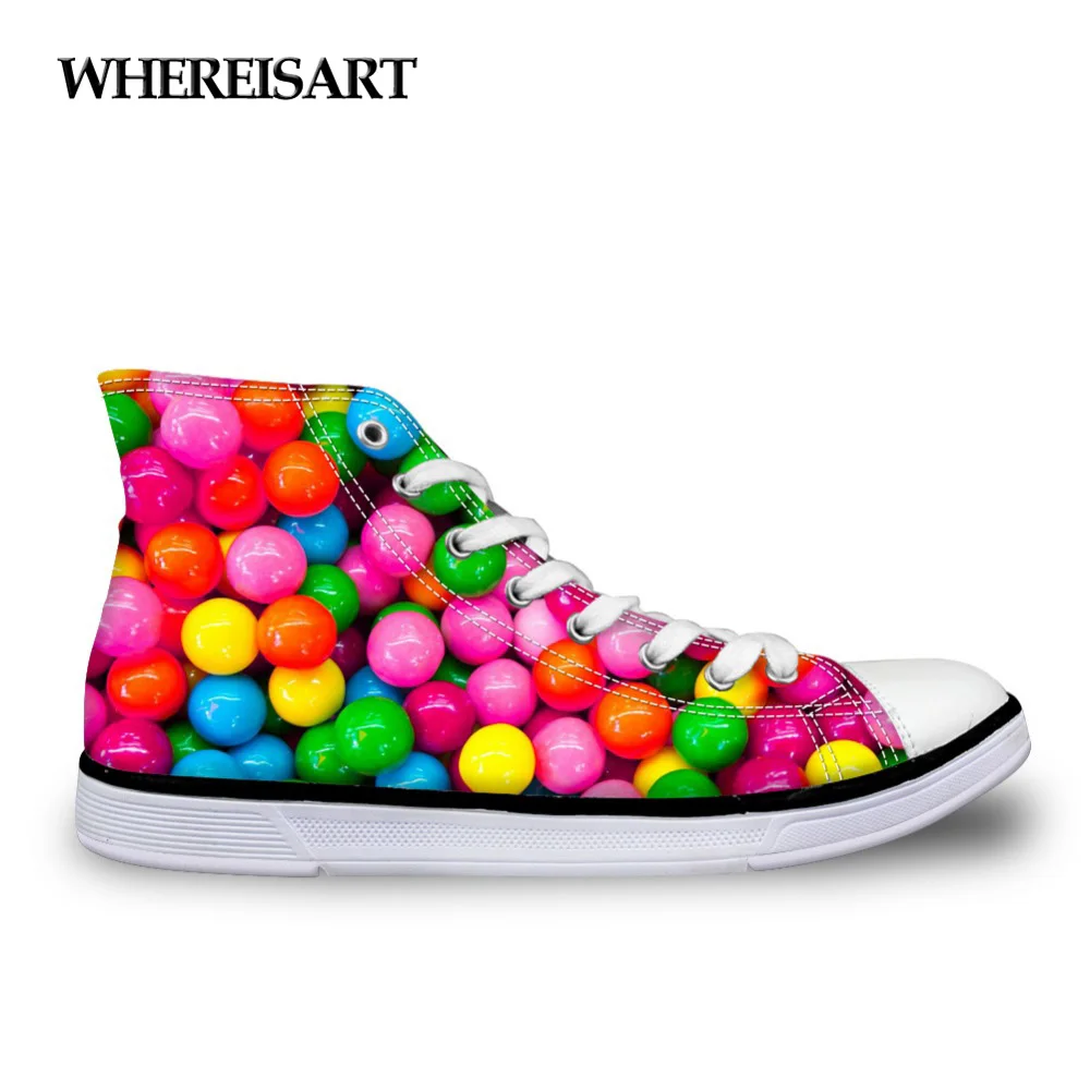 Женская парусиновая обувь с высоким берцем WHEREISART разноцветная Повседневная на