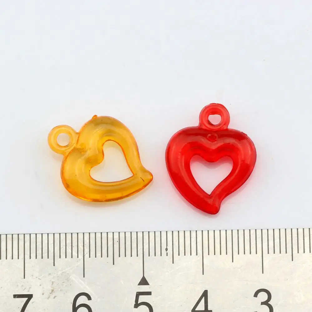 30 шт. разноцветные акриловые прозрачные полые подвески в форме сердца для