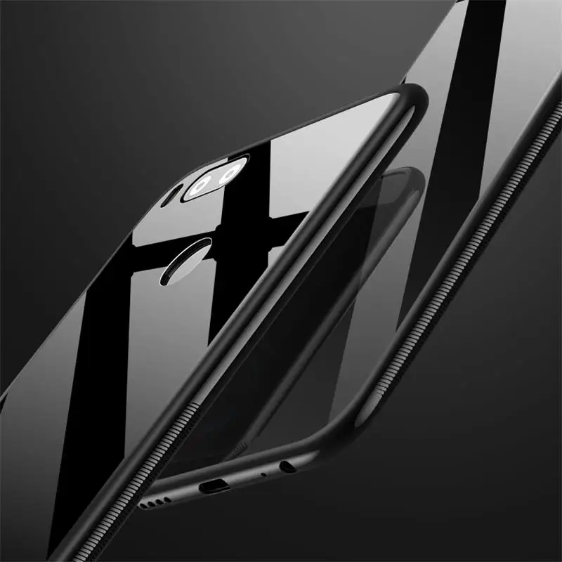 Для Xiaomi mi A1/A2 Lite Стекло случай роскошь силиконовой мягкая рамка + задняя крышка