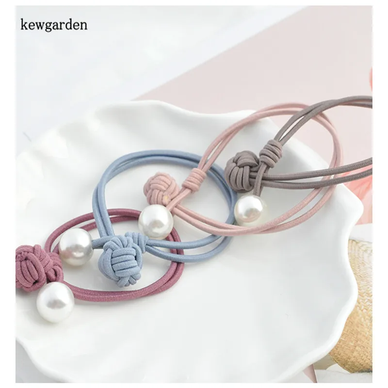 Kewgarden милое жемчужное кольцо для волос женский галстук веревка версия головной убор лента резинка для волос DIY бант аксессуары 20 шт./партия
