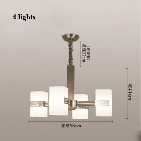 4 lights Современные никелевые металлические светодиодные люстры для гостиной, стеклянные светодиодные подвесные люстры, светильники для столовой, подвесные светильники - Цвет абажура: 4 lights
