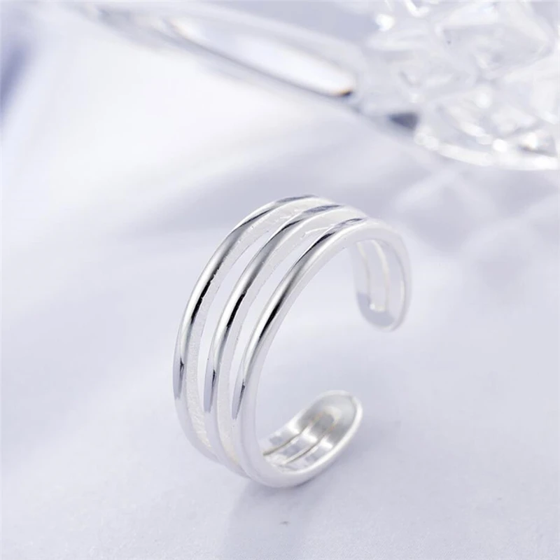 Милые модные простые трехъярусные женские кольца из стерлингового серебра 925