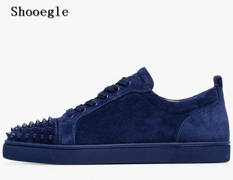 SHOOEGLE/Новые мужские черные низкие кроссовки с шипами Модные Заклепки