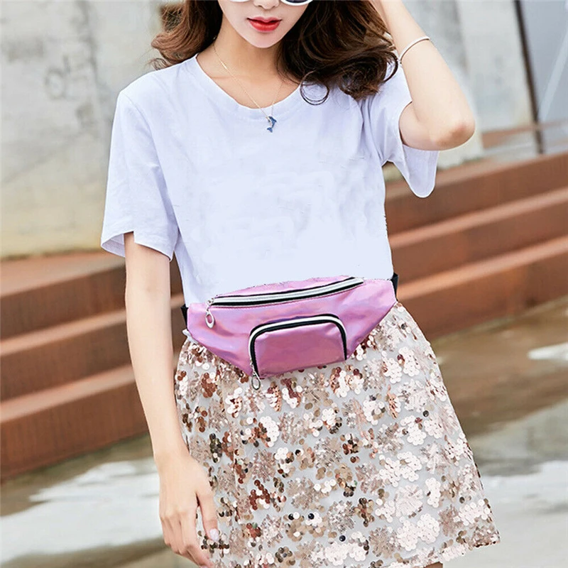 

Women Shiny Waist Fanny Bag Belt Pack Chest Bag Shoulder Small Belt Money Purse