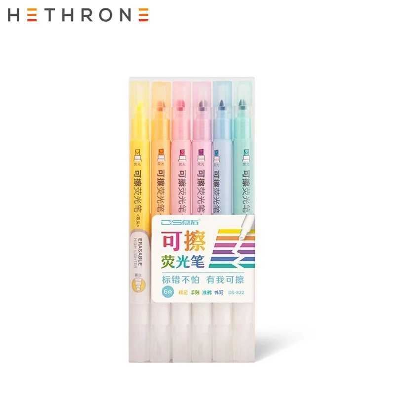 Hethrone 6 шт Двойная Головка стираемый маркер ручка флуоресцентные Fineliner ручки