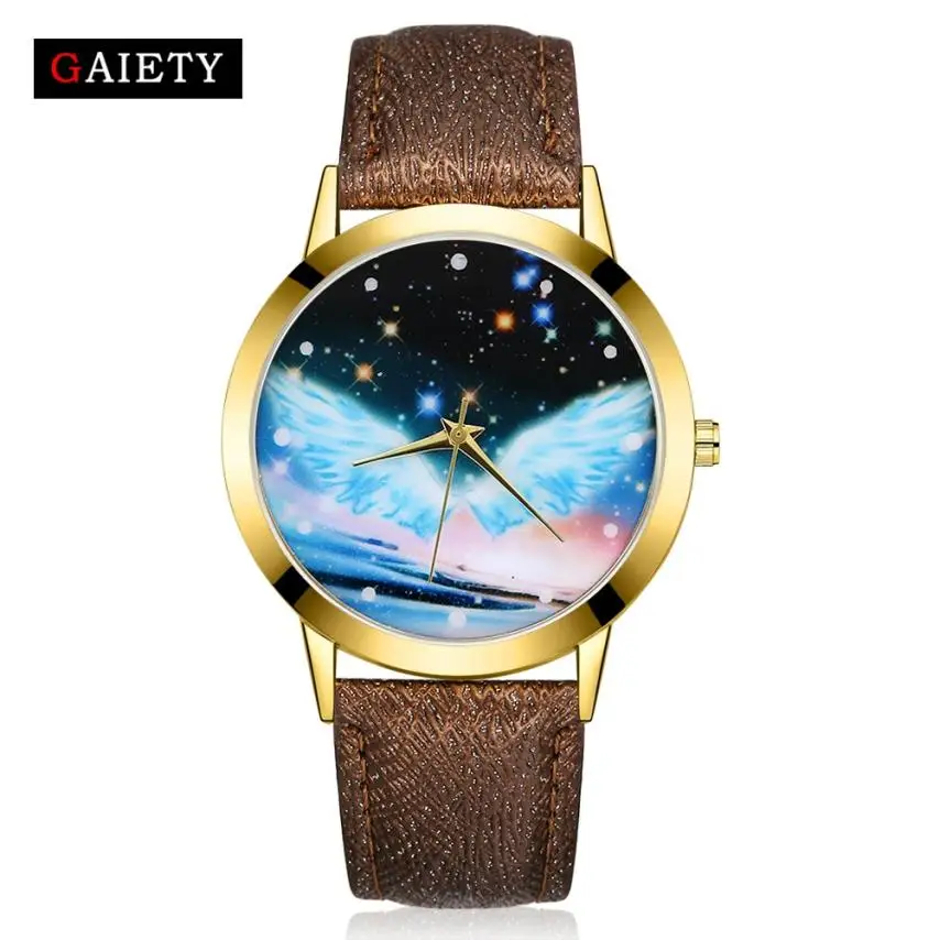 Милые дизайнерские аналоговые наручные часы с изображением Луны женские модные