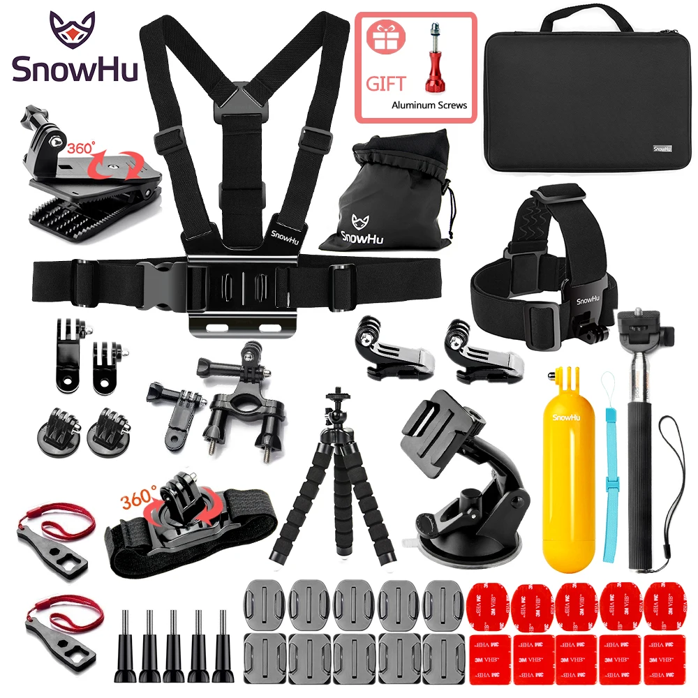 

SnowHu аксессуары для экшн-камеры Gopro головной ремень нагрудный ремень крепление для Gopro Hero 10 9 8 7 6 5 для Yi SJCAM EKEN H9 GS85