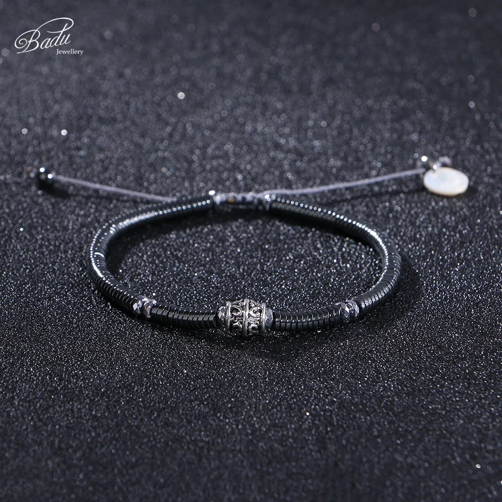 

Badu Adjustable Bracelet Unisex Black Mineral Stone Alloy Punk Bracelets for Women Fashion Jewelry Wholesale