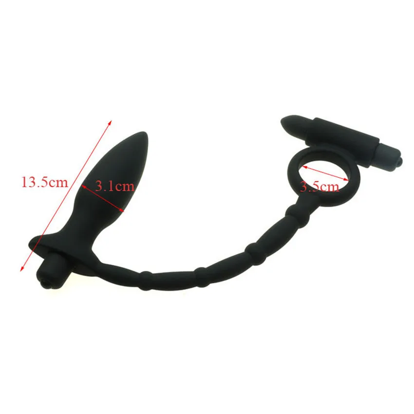 Vibrating Lock Penis Butt Anal Plug G-Spot Climax Silicone Male Prostate Massager Cock Ring Dual | Красота и здоровье