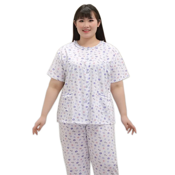 5XL брюки с коротким рукавом пижамные комплекты для женщин 100% хлопок Пижама пижамы