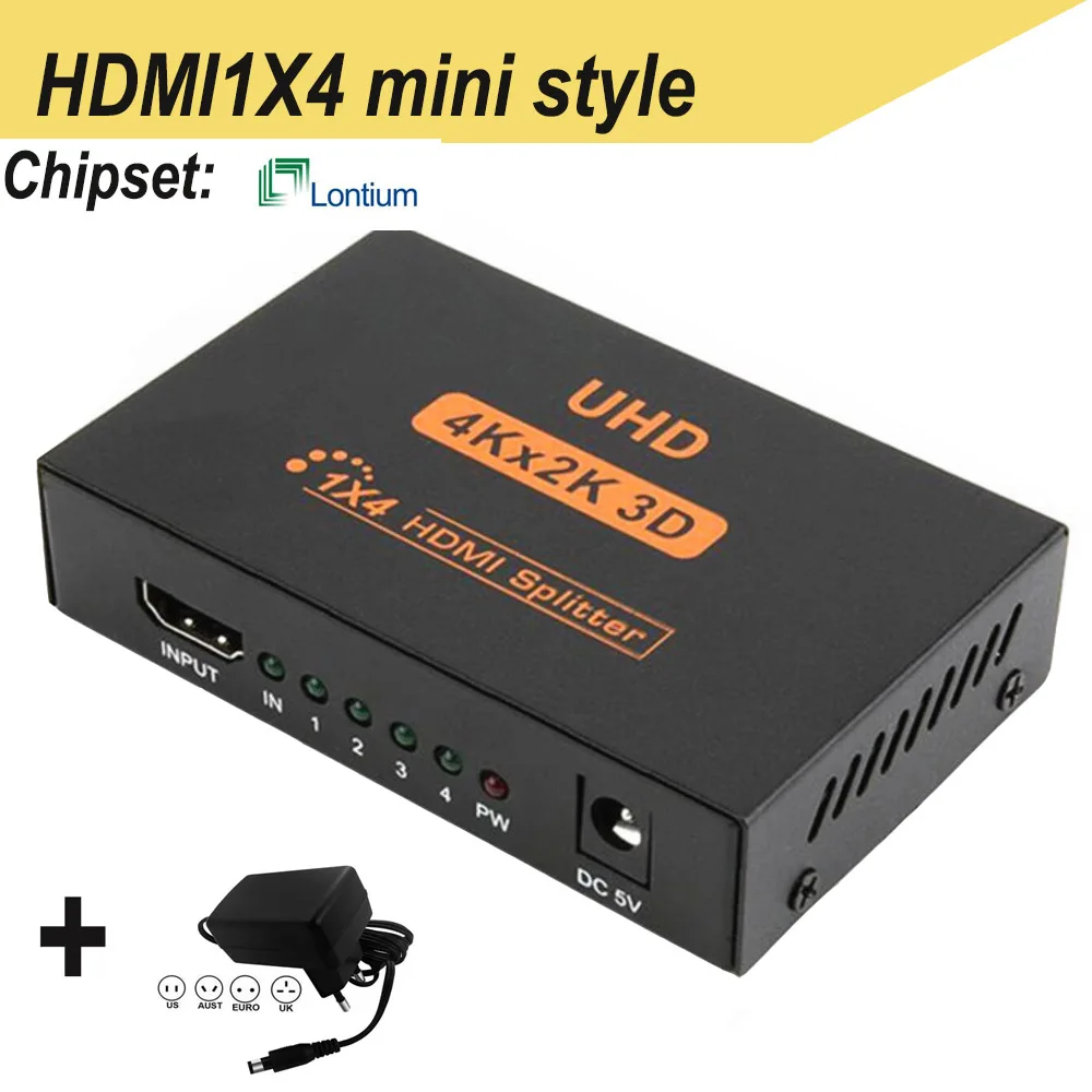 Hdmaters 4K HDMI разветвитель 1X4 HDMI 1,4 V разветвитель 1X2 с блоком питания для HDTV DVD STB PC ноутбука