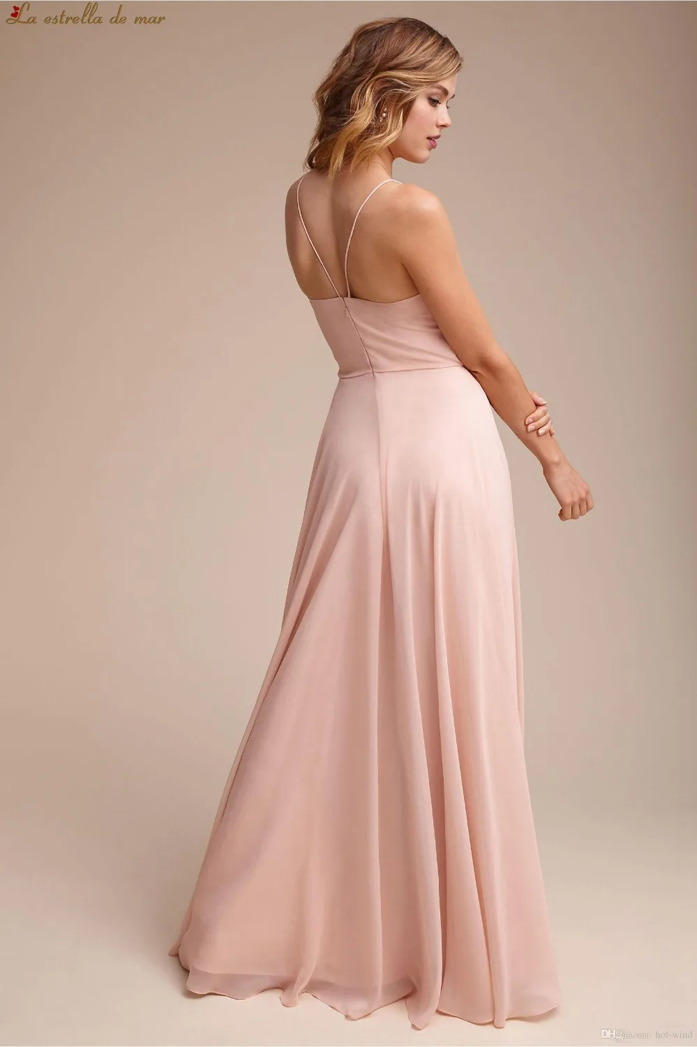Robe demoiselle d'honneur 2021 Новое шифоновое сексуальное платье на тонких бретельках с v