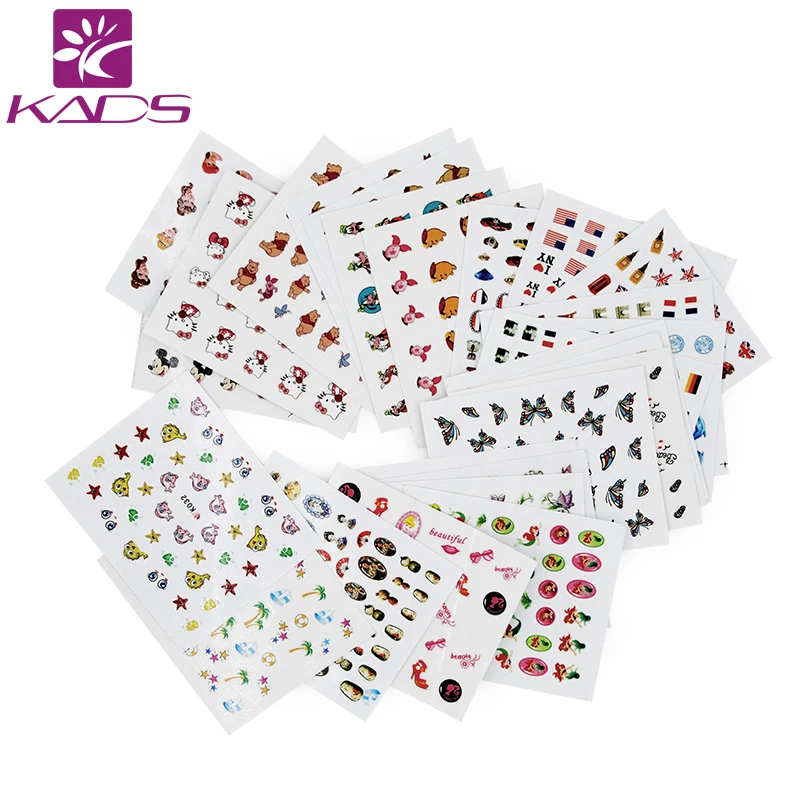 KADS Новый 33 шт./компл. Nail Art Передача 3D Наклейки Lovey Cat & Fish Медведь Изображения Воды