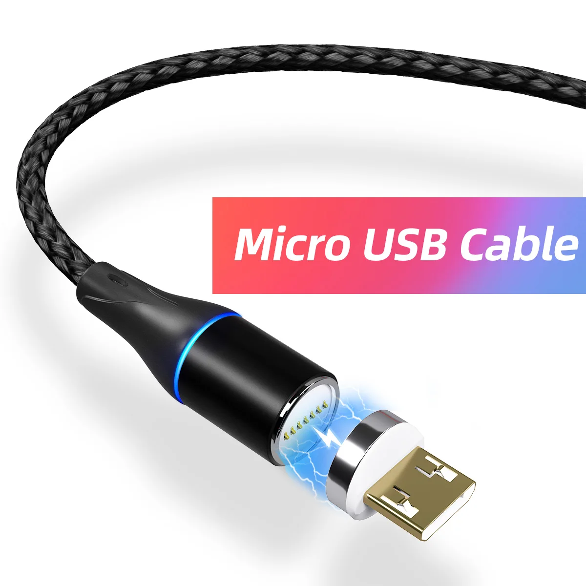3A Магнитный Micro-USB, Тип usb C зарядный кабель 7-контактный жила провода для передачи данных быстрая Зарядное устройство Мобильный телефон магнит шнур Android Тип-C телефонных кабелей - Цвет: Black Micro Cable