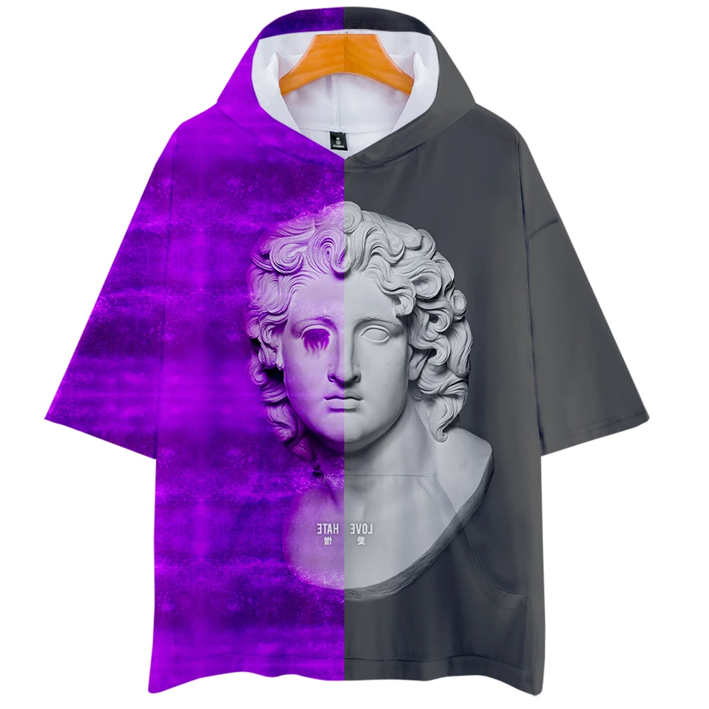 Футболка с капюшоном для девочек коротким рукавом|Мужские футболки| |