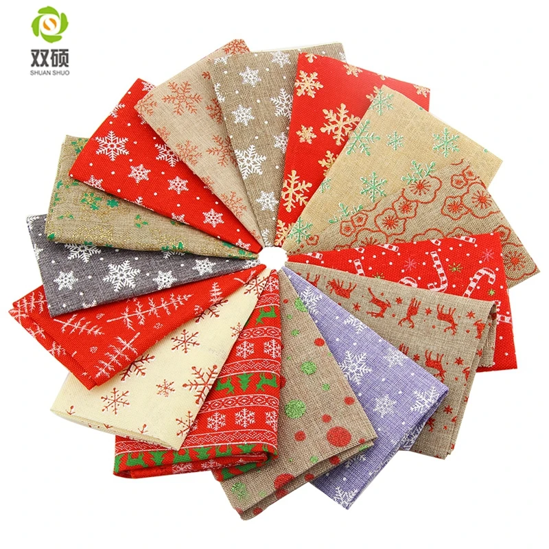 Shuanshuo Лен четверти Ткань для Новогодние товары DIY украшения Hat мешок колокол кукла