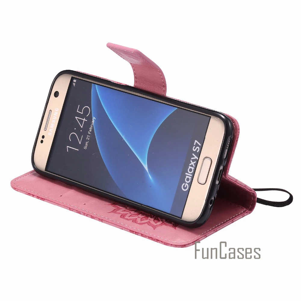 Embossed Pattern Case sFor fundas Samsung Galaxy S7 Edge coque / + Card Holders sum sung | Мобильные телефоны и