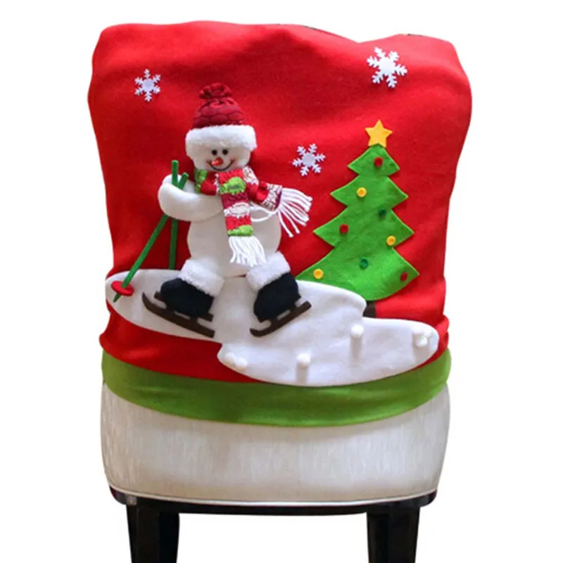 Hot Xmas Christmas Dinner Party Chair Cover Ornament Santa claus Festival Decorations For home house living room antimacassar | Дом и сад