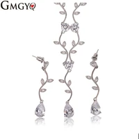 fashion women costume jewelry sparkly dendrite morphology water droplet zircon set for women simple student girlfriends gift
