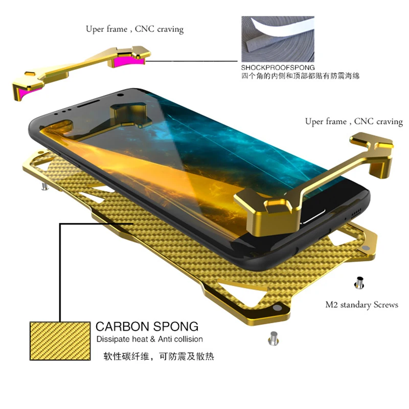 Роскошные Simon металл алюминиевые футляры для Samsung Galaxy S6 Edge ARMOR Series Тор Телефон