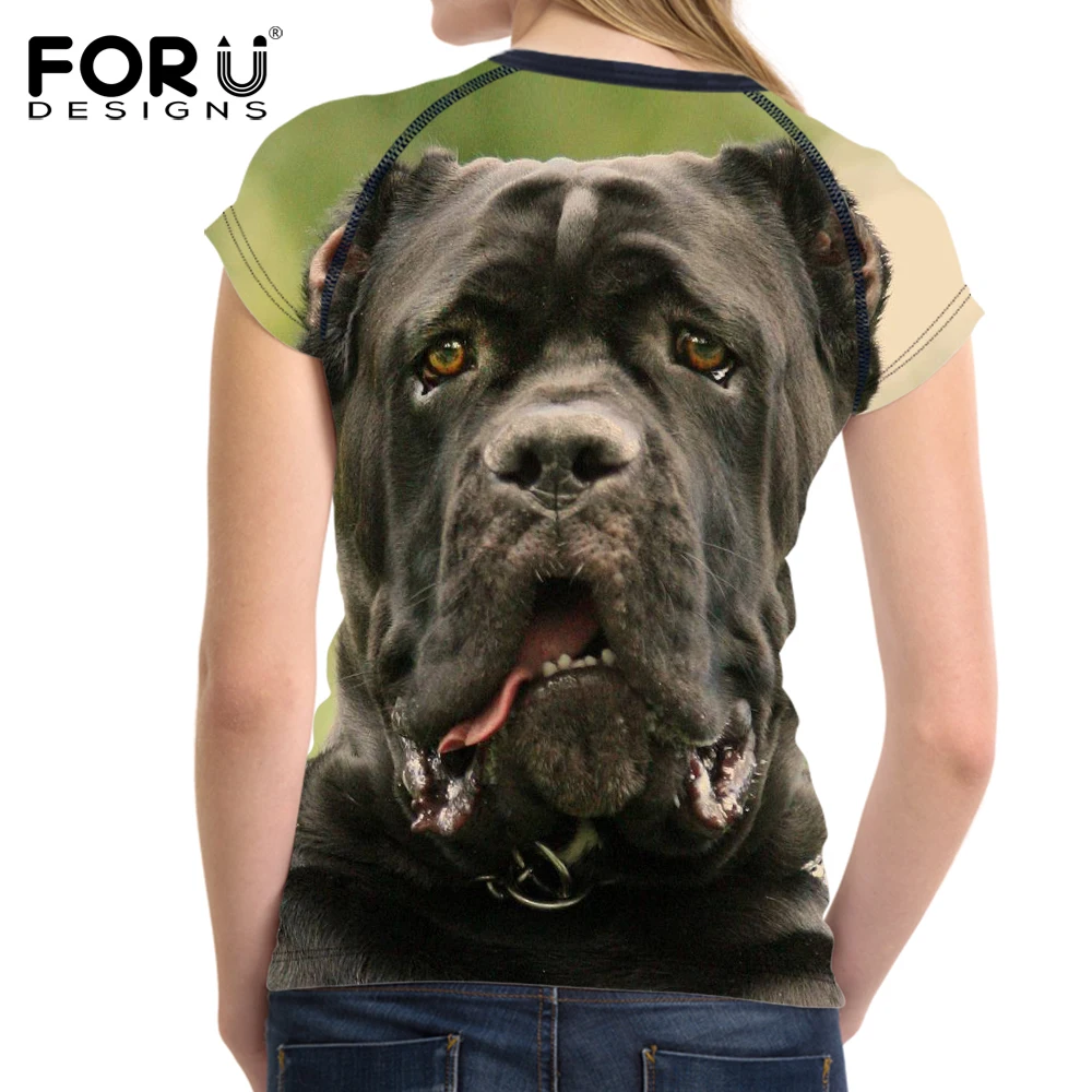 FORUDESIGNS/летние футболки с изображением свирепых собак Футболка для девочек
