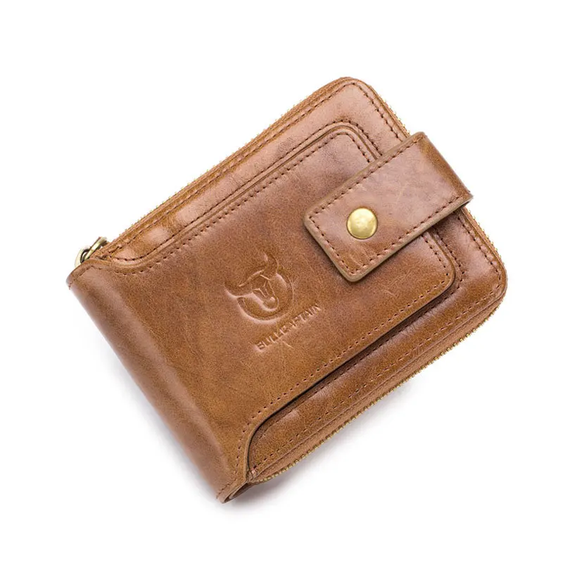 BULLCAPTAIN Men Genuine Leather Brand RFID Wallet Male Organizer Coin Purse Pockets Slim Fashion Zipper Clamp Card Holder | Багаж и сумки